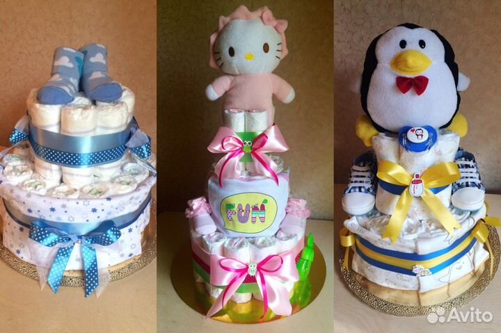 Торт из памперсов и одежды на рождение ребёнка