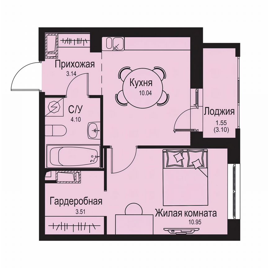 1-к. квартира, 33,3 м², 7/9 эт.
