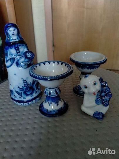 Статуэтки и подсвечники Гжельская роспись