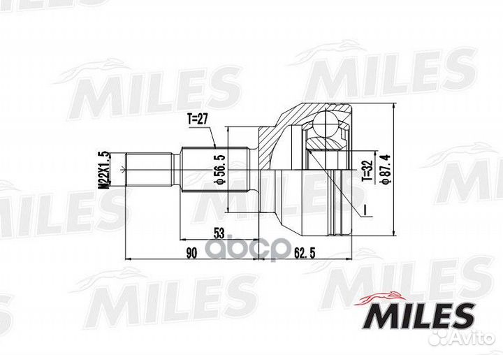 ШРУС renault laguna 1.8-2.0 01- нар. ga20390 Miles