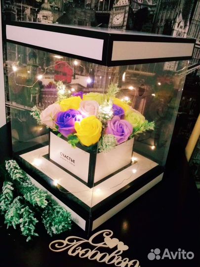 Букет-светильник из мыльных роз на подарок