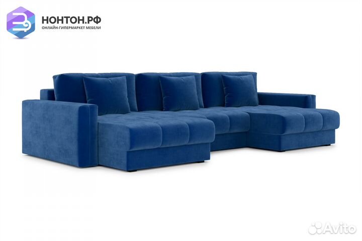 Диван п-образный тик-так Монарх М1О2 темно-синий