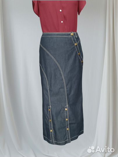 Джинсовая макси юбка