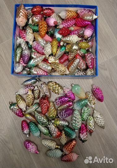 Елочные игрушки СССР, шишки, яркие, много