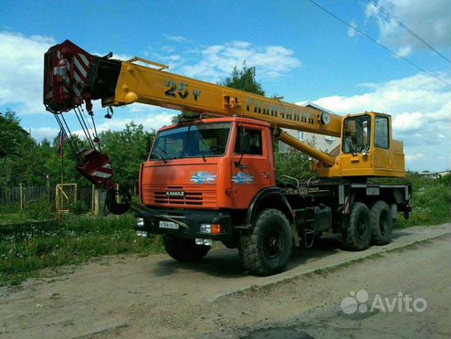 Аренда и услуги автокрана, 25 т, 22 м, с гуськом 9 м