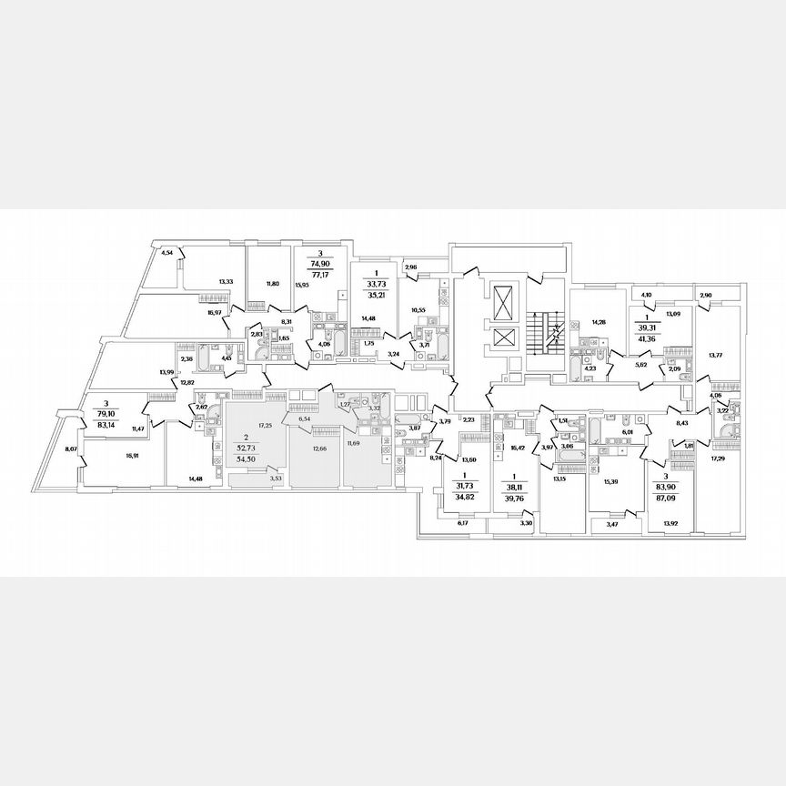 2-к. квартира, 54,5 м², 13/17 эт.