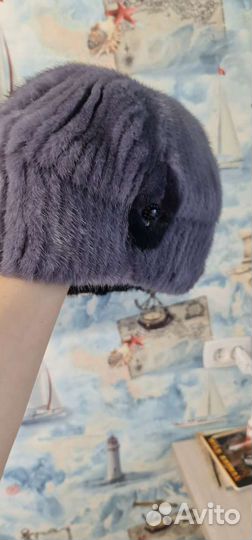 Шапка норковая вязаная женская