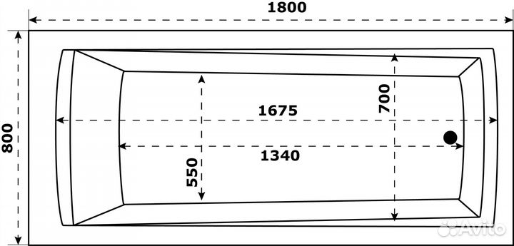 Ванна акриловая azario Бали 180x80 см