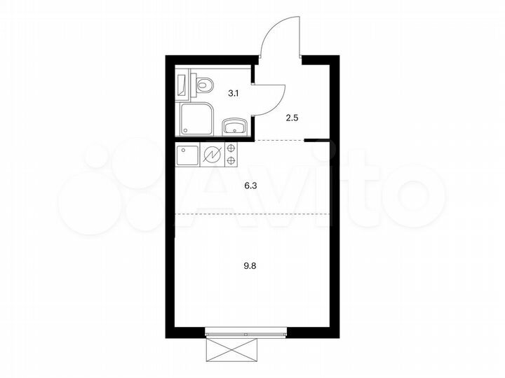 Квартира-студия, 21,7 м², 20/33 эт.