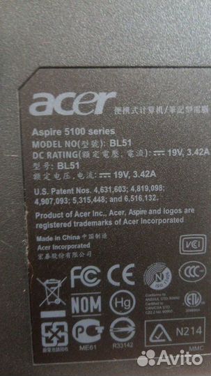 Ноутбук acer aspire 5100 bl51 ddr2