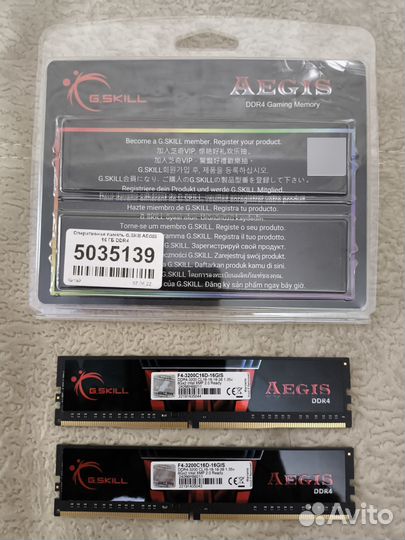 Память DDR4 G.Skill aegis 16Gb(8x2) 3200mнz чек дн