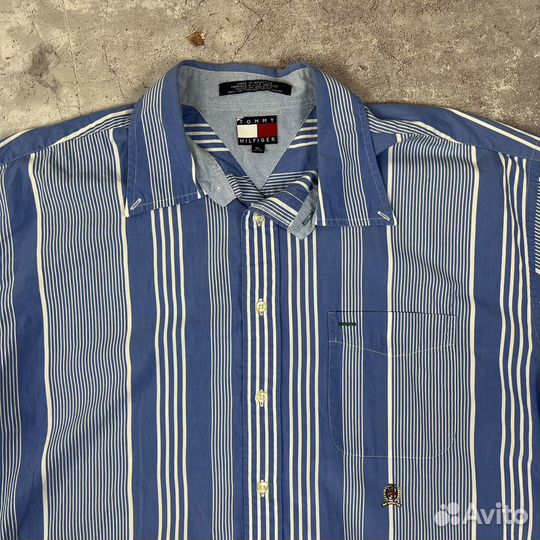 1990х Tommy Hilfiger Рубашка Оригинал Плотная L-XL