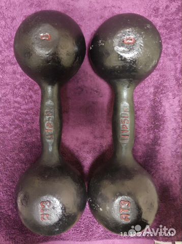 Гантели чугунные СССР по 8 кг (2шт)