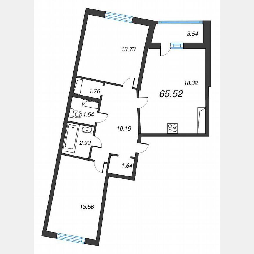 2-к. квартира, 67,3 м², 17/22 эт.