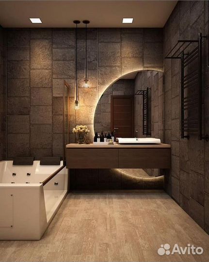 Зеркало с подсветкой в ванную полукруглое Selena