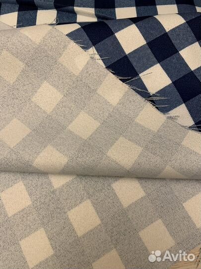 Ткань интерьерная синяя клетка.,желтая клетка