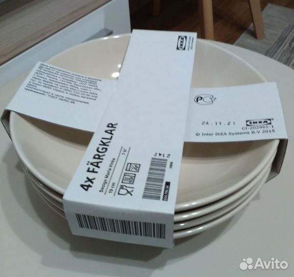 Тарелки глубокие IKEA Фэргклар набор 4 шт. Новые