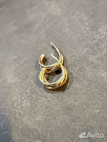 Серьги Pandora серебро и золото