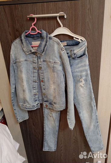 Джинсовый костюм+жилетка