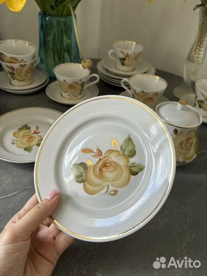 Сервиз чайный новый СССР чайная роза пролетарий