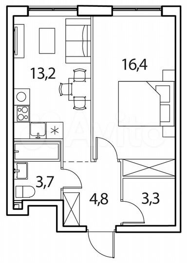 1-к. квартира, 41,4 м², 11/17 эт.