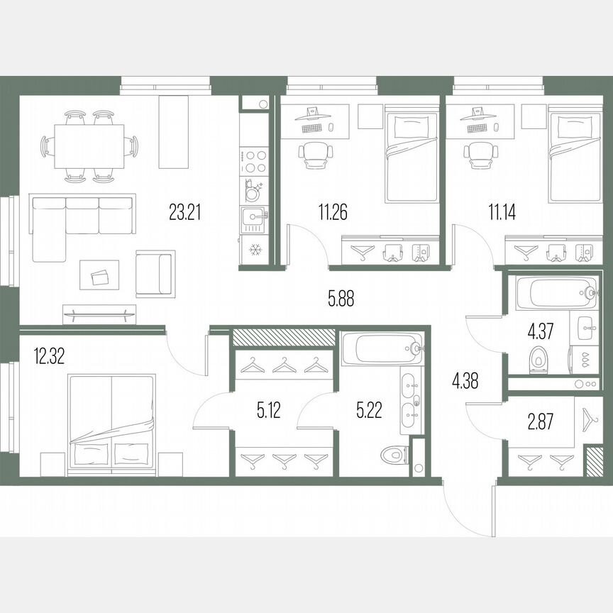 3-к. квартира, 85,9 м², 6/10 эт.