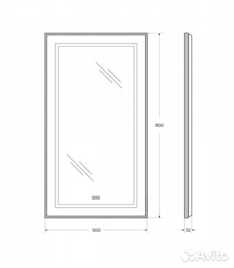 Зеркало BelBagno SPC-kraft-500-900-LED-TCH-warm-N