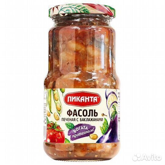 Фасоль Пиканта печёная с баклажанами 530 г