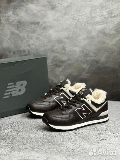 Кроссовки new balance 574 зимние кожаные