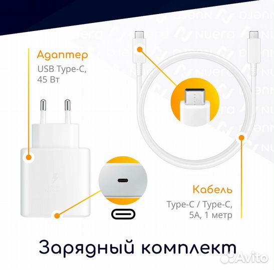 Супер быстрая Samsung: адаптер USB-C, 45W + кабель