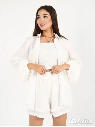 Женский льняной костюм новый 46