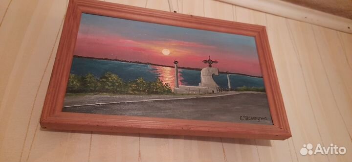 Картина масло Тотьма худ.Федюшина, подводная лодка