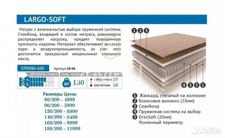 Матрас 180x200