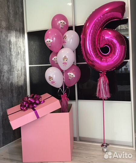 Коробка сюрприз с воздушными шарами