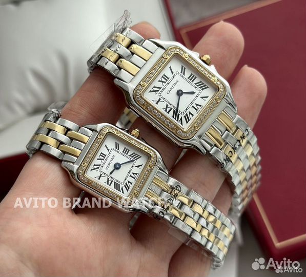 Часы Cartier женские 27 mm / 22 mm с камнями люкс