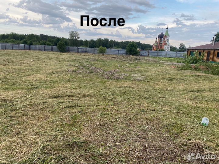 Покос травы триммером