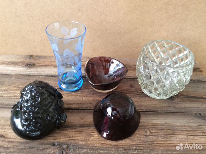 Вазочки цветное винтажные стекло