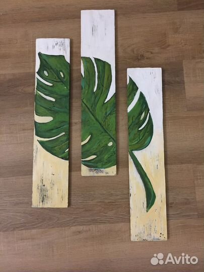 Живописное панно «Монстера»