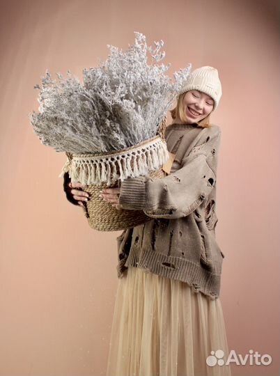 Заснеженный лимониум ветки, доставка круглосуточно