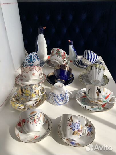 Лфз фарфор чайные пары чашки блюдца штоф СССР