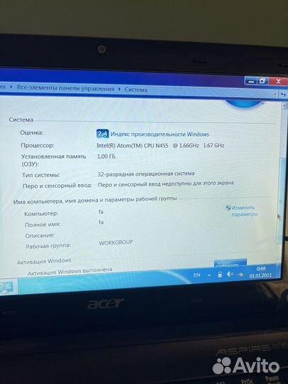 Нетбук acer aspire one