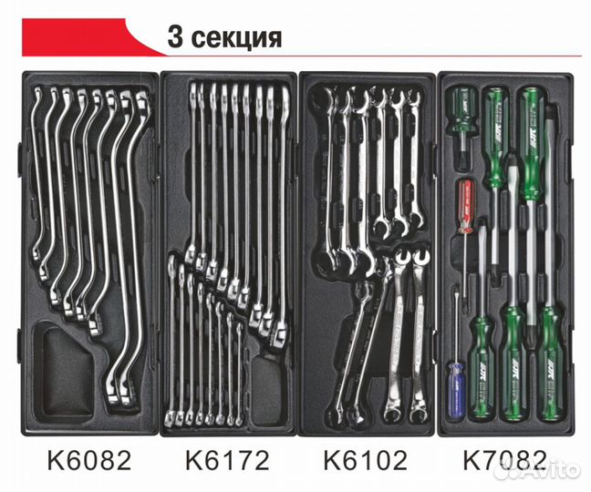 Тележка 7 секций с инструментом 225 предметов JTC