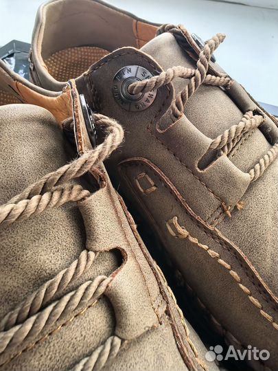 Мужские кожаные мокасины 45, Бежевый