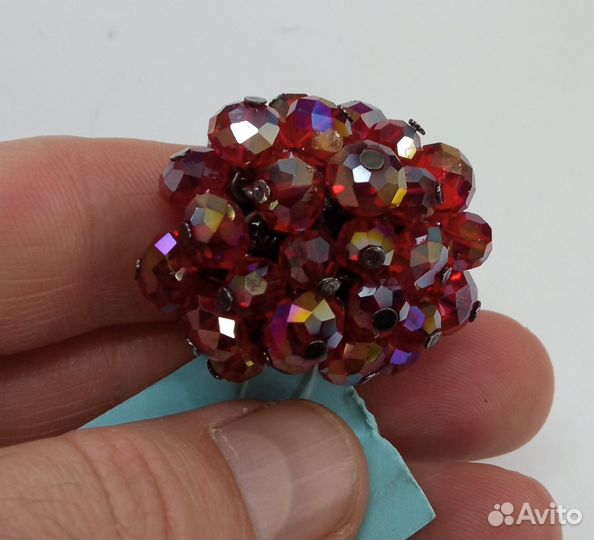 Бижутерное кольцо гранат кристаллы