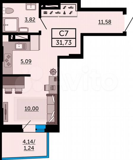 Квартира-студия, 31,6 м², 11/27 эт.
