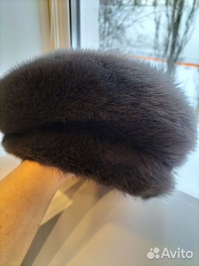 Берет норковый,сероголубой, отправлю
