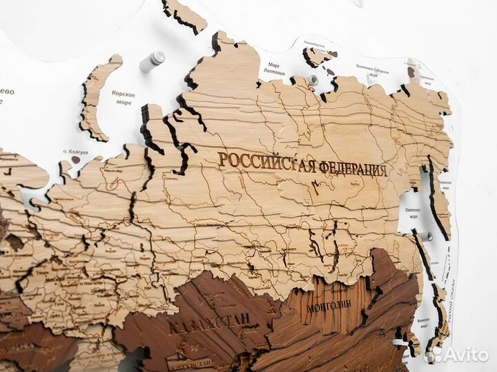 Карта мира с подсветкой на стену, Самара