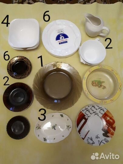 Тарелки люминак белые и черные Бокал Стакан Посуда