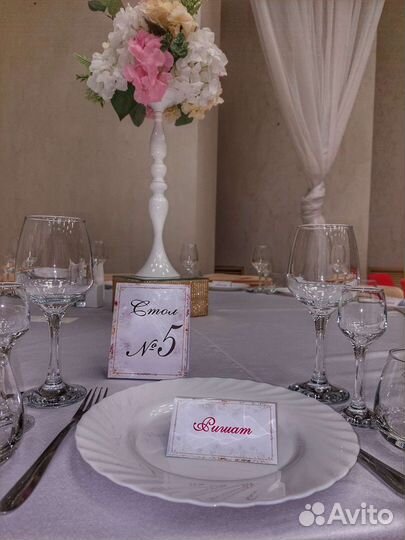 Цветы на столы гостей и рассадка для гостей