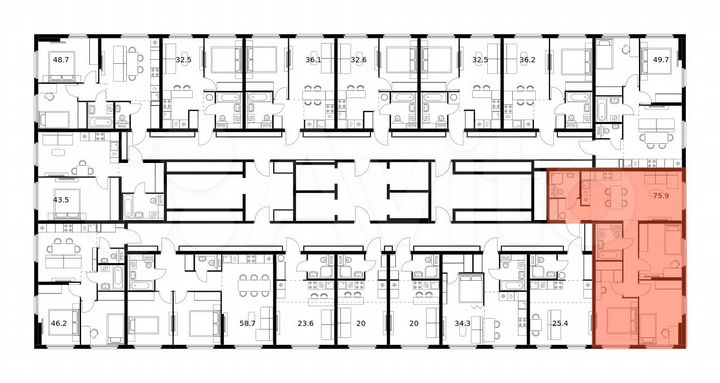 3-к. квартира, 75,9 м², 11/25 эт.